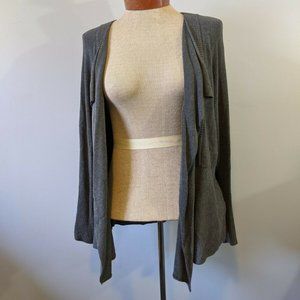 Long Sleeved Charcoal Open Front Cardigan